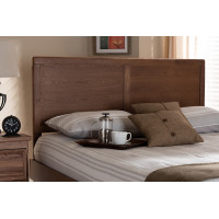 Baxton Studio MG97033-Ash Walnut-HB-King Raya Mid-Century Modern Walnut Brown Finished Wood King Size Headboard